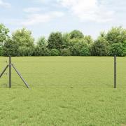 vidaXL Hexagon Stängsel Grå 0,4x10 m Stål, vidaXL Stängselstolpar 7 st...