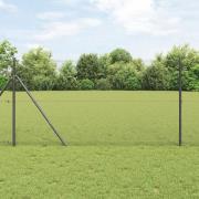 vidaXL Hexagon Staket Grå 1x10 m Stål, vidaXL Staketstolpar 7 st Grå Ø...