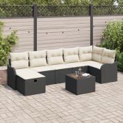 vidaXL 8 delar trädgårdsoff-set med kuddar svart poly rattan, vidaXL 2...