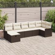 vidaXL 7-delat Trädgårdsoffaset med Kuddar Brun Poly Rattan, vidaXL 2-...