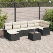 vidaXL 8-delat trädgårdsoff set med kuddar svart poly rattan, vidaXL 2...