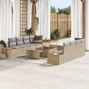 vidaXL 11 Delar Trädgårdsoffset med Kuddar Beige Poly Rotting Akacia, ...