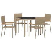 vidaXL 5-delat Trädgårdsmöbelset Beige Polyrottning, vidaXL Stapelbara...