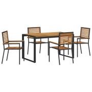 vidaXL 5-delad trädgårds matgrupp svart poly rattan akacia, vidaXL sta...