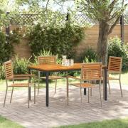 vidaXL 5-delat trädgårds matsalsset Beige Poly Rattan Acacia, vidaXL S...