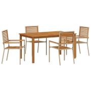 vidaXL 5-delars Trädgårds Matgrupp Beige Poly Rottin Akacia, vidaXL St...