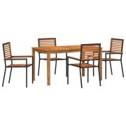 vidaXL 5-delat trädgårds matset svart poly rattan akacia, vidaXL stape...