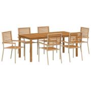 vidaXL 7-delat trädgårdsmöbelset i Beige Poly Rattan Akacia, vidaXL St...