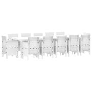 vidaXL 13 Delar Trädgårds matsalsset med Kuddar Vit Poly Rattan, vidaX...