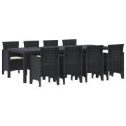 vidaXL 9-delat trädgårdsmöbelset med kuddar Anthracite Poly Rottning
