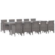 vidaXL 11-delars Trädgårdsset med Kuddar Ljusgrå Poly Rattan, vidaXL T...