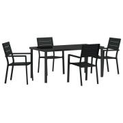 vidaXL 5-delat Trädgårdsdining Set Svart HDPE