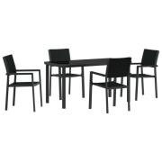 vidaXL 5-delat Trädgårdsdämpningsset Svart Poly Rattan