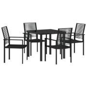 vidaXL 5-delad trädgårdsmiddagsset svart PVC Rattan