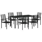 vidaXL 7-delade Trädgårdsset Svart PVC Rattan