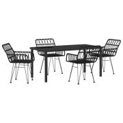 vidaXL 5-delat trädgårdsdining set svart poly rattan