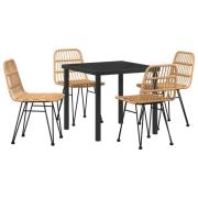 vidaXL 5 stycken trädgårds matbord set brun poly rotting