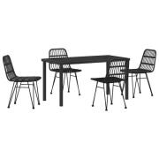 vidaXL 5-delat trädgårdsstolsset svart poly-rattan