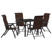vidaXL 5 delars Trädgårdsdining Set Brun Poly Rattan