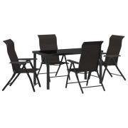vidaXL 5-delars Trädgårdsset Svart Poly Rattan