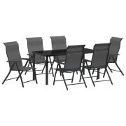 vidaXL 7-delat trädgårdsdining set Grå Poly Rattan