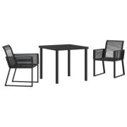 vidaXL 3 Delars Trädgårds matsalsset Svart Poly Rattan