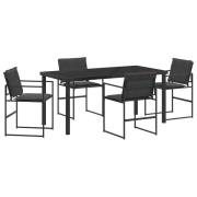 vidaXL 5-delat trädgårdsdining set med kuddar svart Textilene och stål