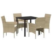 vidaXL 5-delars Trädgårdsset Beige Poly Rattan
