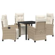vidaXL 5 Delars Trädgårdsdining Set Beige Poly Rattan