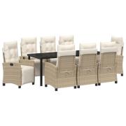 vidaXL 9-delat Trädgårdsdining Set Beige Poly Rattan
