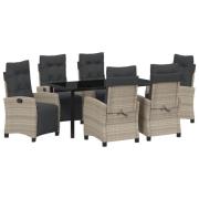 vidaXL 7-Dela Trädgårds Dining Set Ljusgrå Poly Rattan