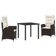 vidaXL Set om 2 Brun Brun poly rattan, pulverlackerad stål 2-sits