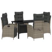 vidaXL 5 Delars Trädgårds Dinner Set Grå Poly Rattan