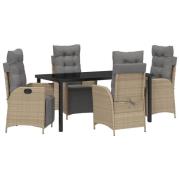 vidaXL 5-Personers Trädgårds Matbord Set Beige Poly Rattan