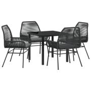 vidaXL 5-delat Trädgårdsset med Kuddar Svart Poly Rattan