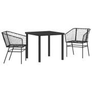 vidaXL 3-delars Trädgårdsmöbel Set Svart Poly Rattan