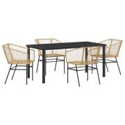 vidaXL 5-delat Trädgårdsset Brun Poly Rattan