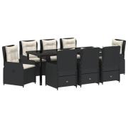 vidaXL 9-delat trädgårdsset svart poly rattan, vidaXL trädgårdsbord sv...