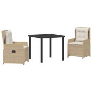 vidaXL 3 Delars Trädgårdsutrustning Beige Poly Rattan, vidaXL Trädgård...
