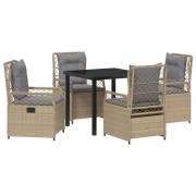 vidaXL 5 delars trädgårdsdining set Beige Poly Rattan