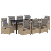 vidaXL 9 Delars Trädgårdsset Beige Poly Rattan