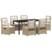 vidaXL 7-delat trädgårdsset beige poly rattan