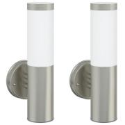 vidaXL Utomhus Vägglampa 2 st Silver Rostfritt Stål IP44
