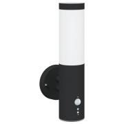 vidaXL Utomhusvägglampa med sensor Svart Rostfritt Stål IP44