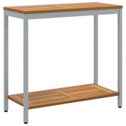 vidaXL Utomhusbord Naturligt & Grått 35x80x75 cm Massiv Trä och Stål