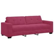 vidaXL 3-sits soffa i vinröd sammet, 180 cm