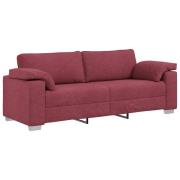 vidaXL 3-sits soffa vinröd 178 cm tyg