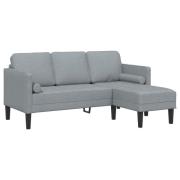 vidaXL 3-sits L-formad soffa Ljusgrå 160 cm i tyg