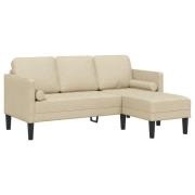 vidaXL 3-sits L-formad soffa grädde 160 cm tyg
