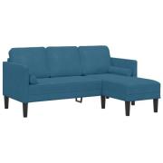 vidaXL L-formad Soffa Blå 173x131x67 cm Sammet